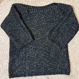 Banana Republic Wool Blend Marled Boatneck Elbow Sleeve Sweater in Charcoal, Sm